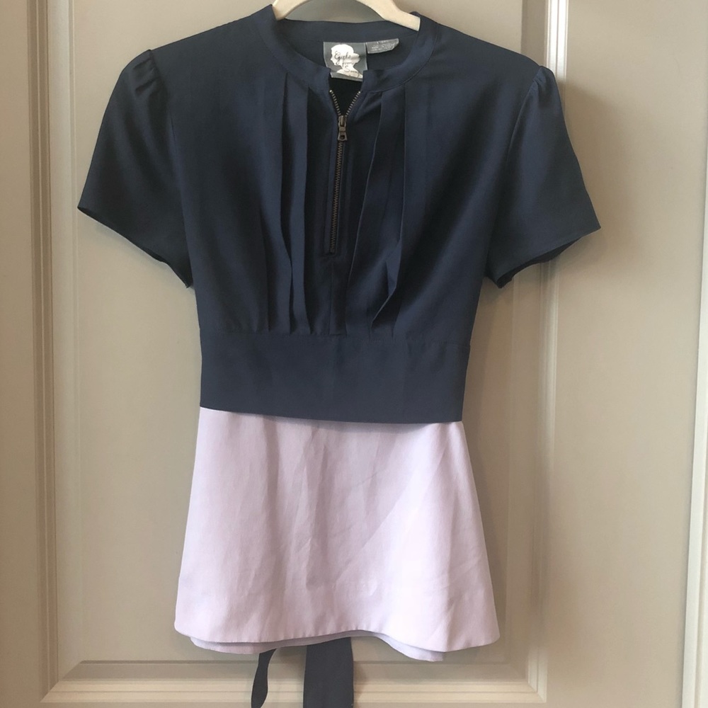 Like new! Anthropologie navy and lilac empire top